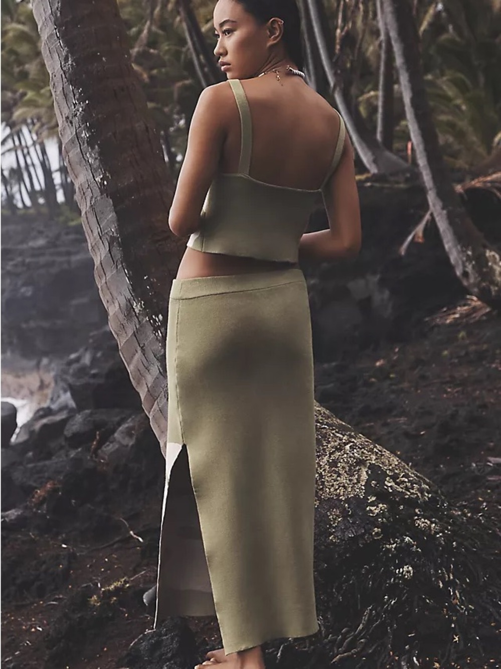 Celandine Monstera Knit Midi Skirt Set from Anthropologie - Picture 2 of 7